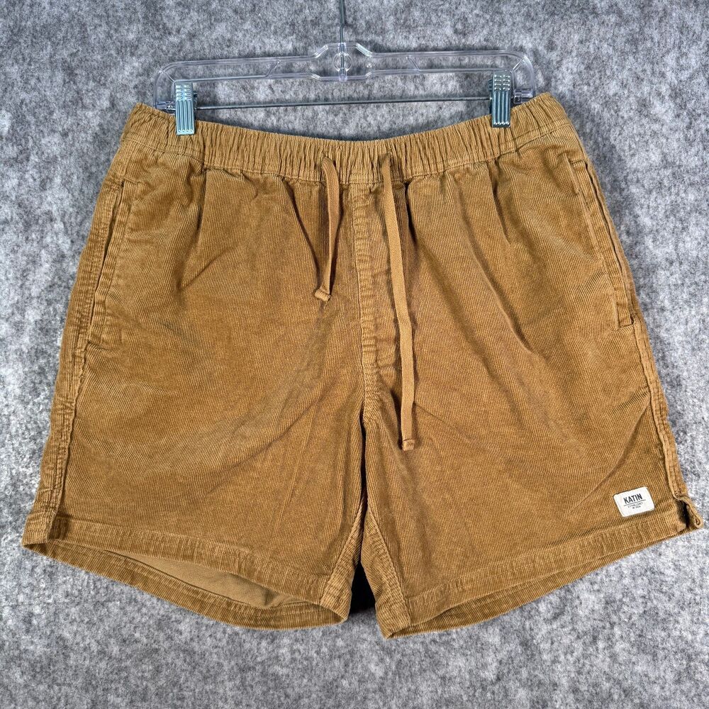 Katin Corduroy Shorts Mens Medium 31x6 Brown Stretch Elastic Waist Beach Surf